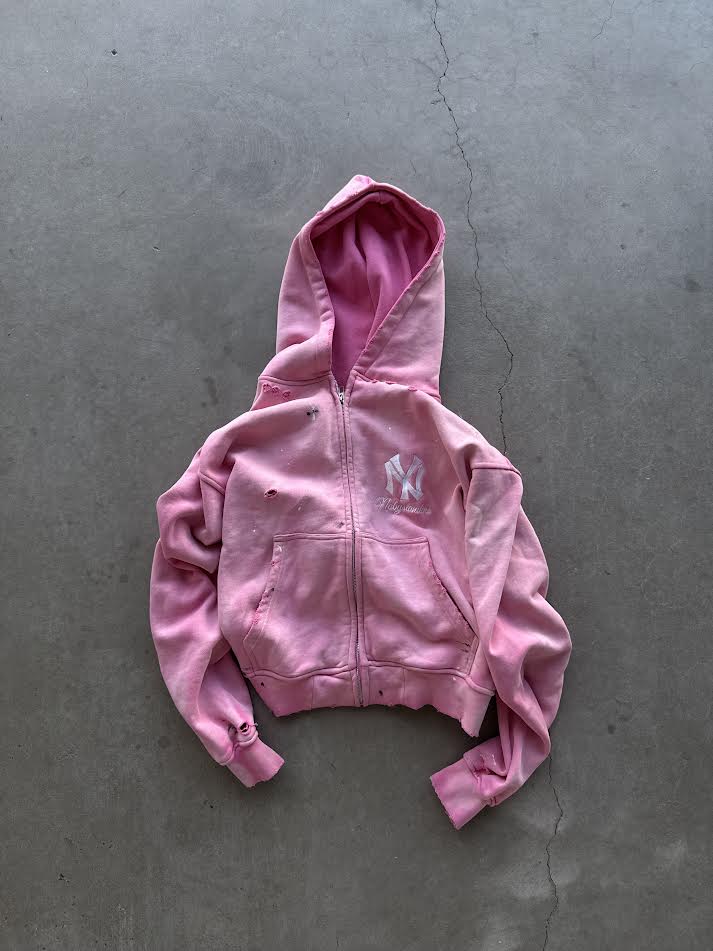 NY Distressed Hoodie "Pink"