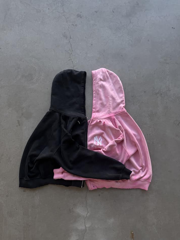 NY Distressed Hoodie "Pink"